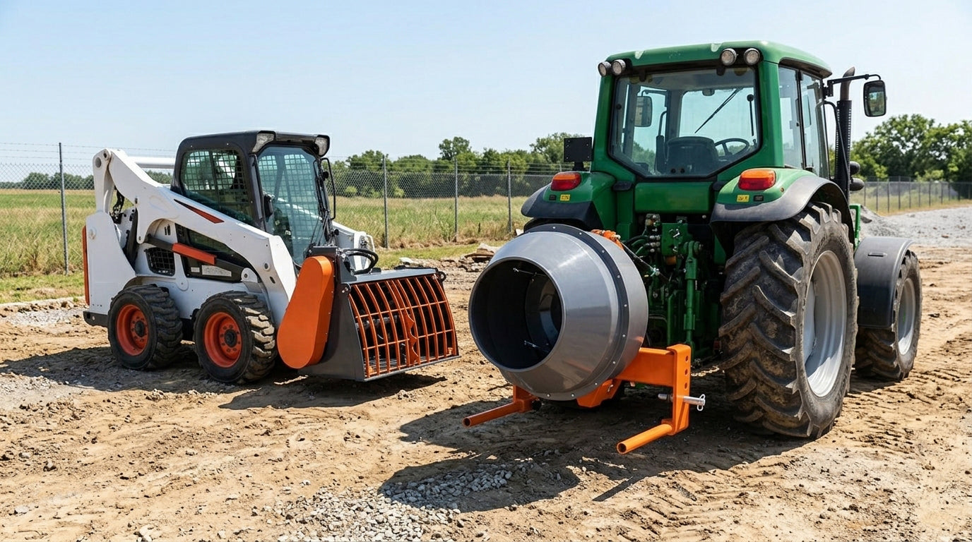 PTO Tractor Mixers vs. Skid Steer Mixer Attachments