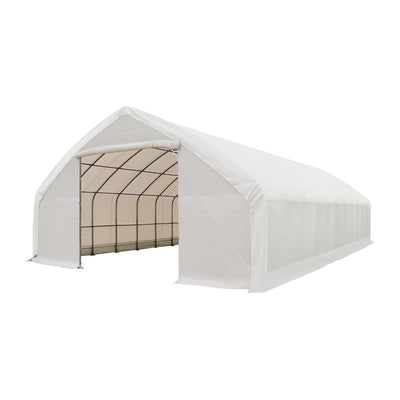 TMG-ST3052E 30' x 50' straight wall peak ceiling storage shelter with 10 oz PE cover