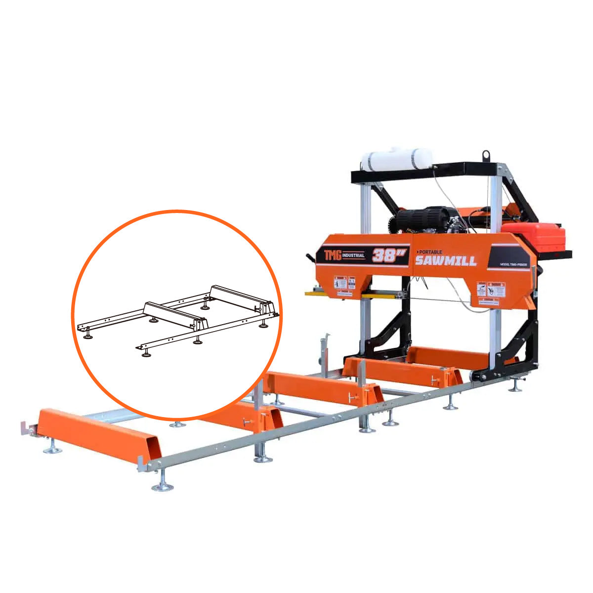 TMG-PSM38-6EX 6'5" (1950 mm) track extension kit for TMG-PSM38 portable sawmill