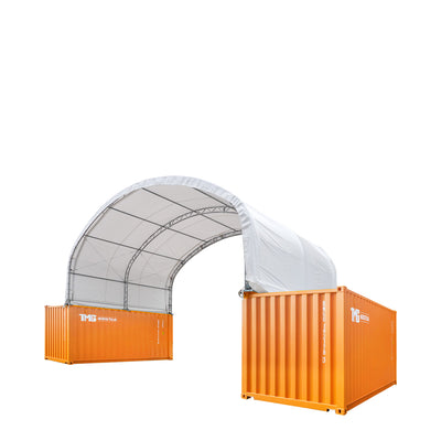 30' x 20' Dual Truss Container Shelter with Heavy Duty 17 oz PVC Cover, TMG-DT3020C (Discontinued – No Longer Available)