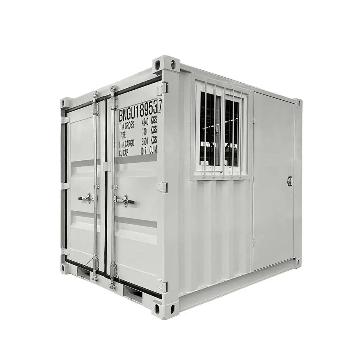 TMG Industrial 8' Site Storage Steel Container, Bi-parting Front Door, Side Entry Man Door, Security Bar Window, TMG-SC08
