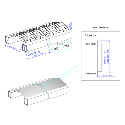 Connection Kit for Connecting Two TMG-ST3042C 30’ Container Shelters, For 7.2’ Structure Height Only, 11 oz PE Tarpaulin, TMG-ST3042CNT