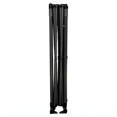 Collapsed steel frame folded upright for 10' x 15' pop-up tent canopy