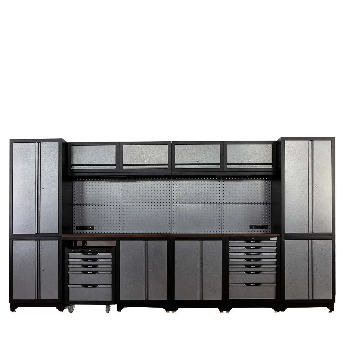 TMG Industrial 12’ Extreme-Duty Steel Garage Tool Chest w/Pegboard, Power Outlets, USB Port, Magnetic Motion LED Lamps, Cabinets & Roll-Out Tool Chest, TMG-WBM12