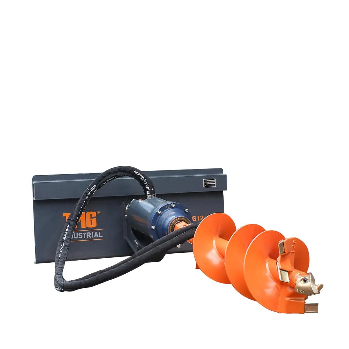 TMG Industrial Skid Steer Post Hole Auger Drive Attachment, 12” Diameter Auger, 48” Drilling Depth, Standard Flow, TMG-SAG12