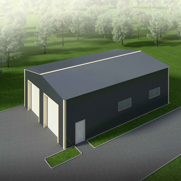 Snow Series 30' x 50' x 15' Commercial Warehouse Steel Building, Pre-Engineered up to 85 PSF Snow Rated, Shop Drawings Provided, Fabricated in Canada TMG-MS305015-SR85