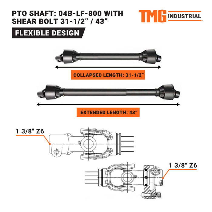 Fraise rotative à 3 points TMG Industrial 48", sous-compacte de 18 à 30 HP, profondeur de travail de 3 ½", arbre de prise de force inclus, raccordement de catégorie 1, TMG-RT120