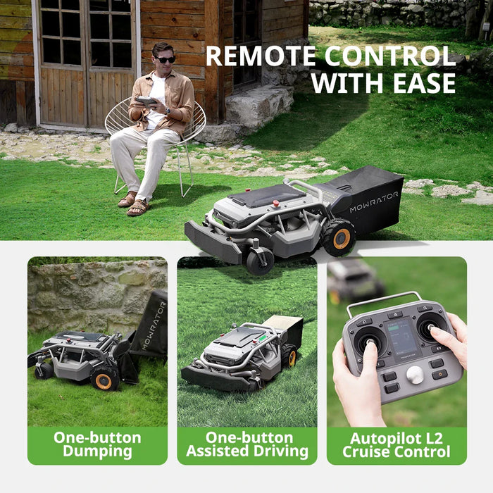 MowRator Robotic Lawnmower, S1 Advanced Series 2WD, All-In-One Battery Remote Control, 3-In-1 System (Mulch, Bag, Discharge), Model# TMG-MO0995