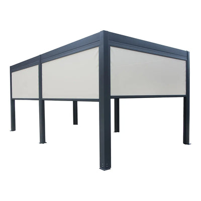 10′ × 20′ (3 × 5.8 m) Aluminum Louver Roof Slatted Pergola with Motorized Retractable Side Screens, TMG-LPG21-PRO TMG Industrial