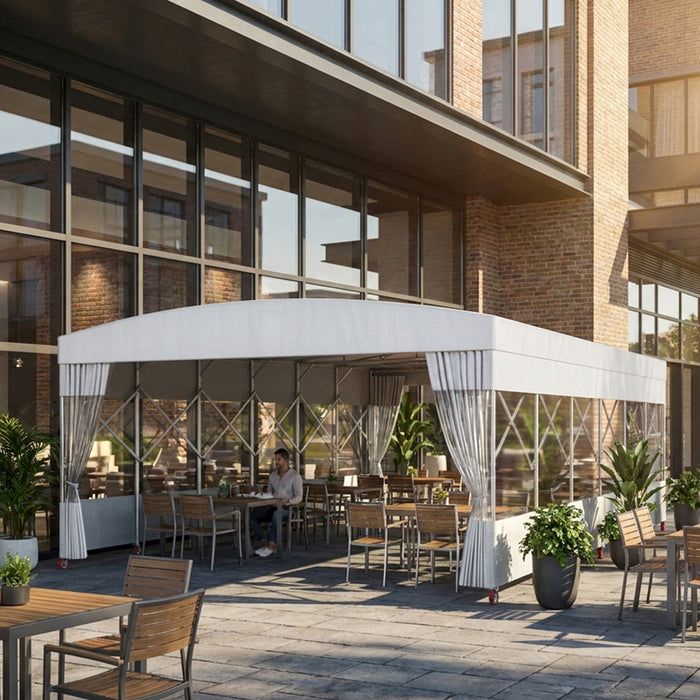 30' x 40' Retractable Mobile Shelter, 13' Clearance, 6" Nylon Casters, 17 oz PVC Cover, TMG-STM3040