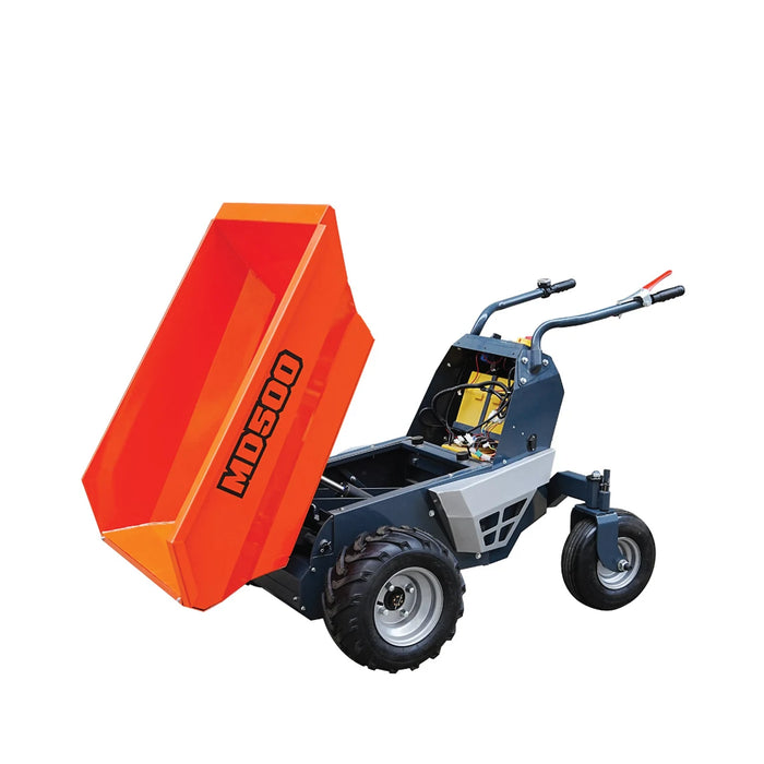 1100 lb wheeled dumper with hydraulic tipping and 48V 1.3 HP motor TMG-MD500