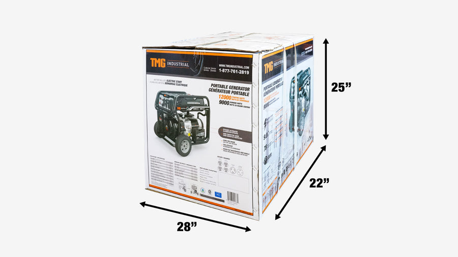 12,000 Watt Gasoline Generator, Electric Start, 7-Hour Run Time, 120V/240VAC, TMG-12000GE