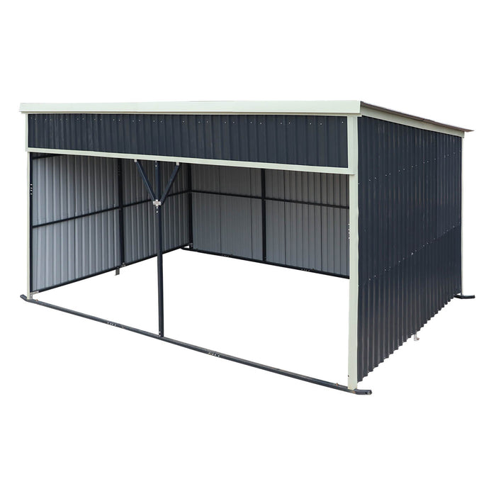 12' x 20' horse run-in shed with portable skid mount and wide front opening for livestock shelter TMG-MSK1220
