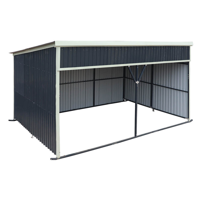 12' x 20' horse run-in shed with portable skid mount and wide front opening for livestock shelter TMG-MSK1220