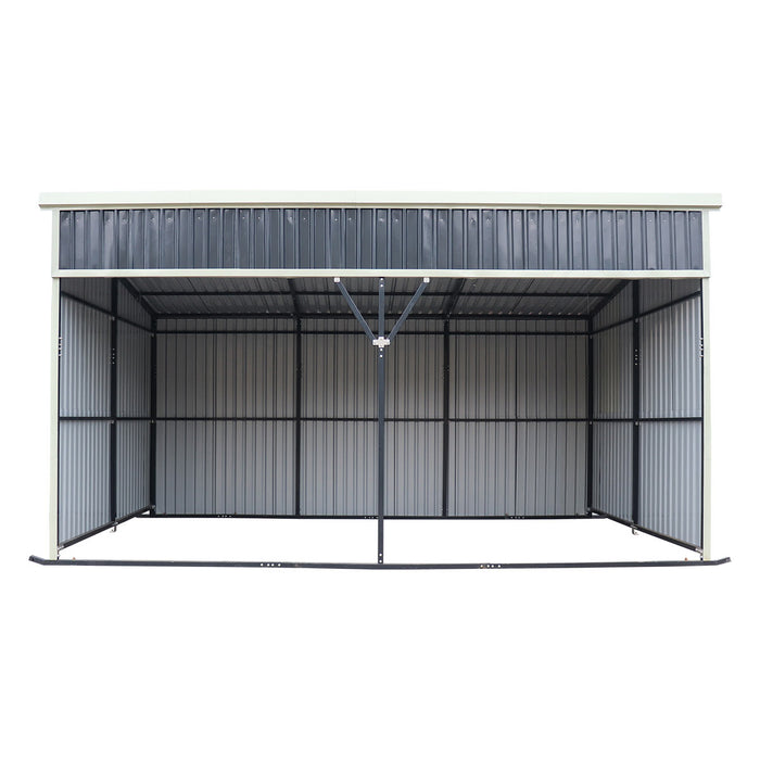 12' x 20' horse run-in shed with portable skid mount and wide front opening for livestock shelter TMG-MSK1220