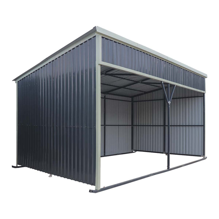 12' x 20' horse run-in shed with portable skid mount and wide front opening for livestock shelter TMG-MSK1220