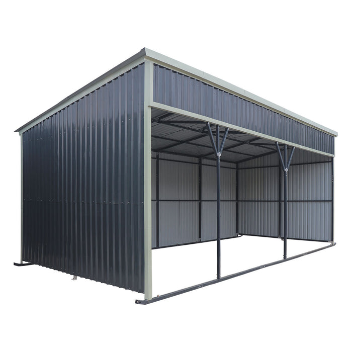 12' x 27' horse run-in shed with portable skid mount and open front livestock shelter TMG-MSK1227