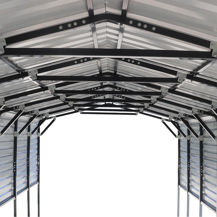 TMG-MSB1230 12' x 30' Metal Shed Boat Shelter with 12.5' peak height and 10.5' sidewall height, galvanized steel frame and metal roof panels