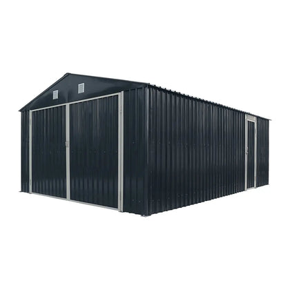 TMG Heavy Series™ 13' x 20' Metal Garage Shed with Double Front Doors and Side Entry Door, 8'6" Peak Height, TMG-MS1320B