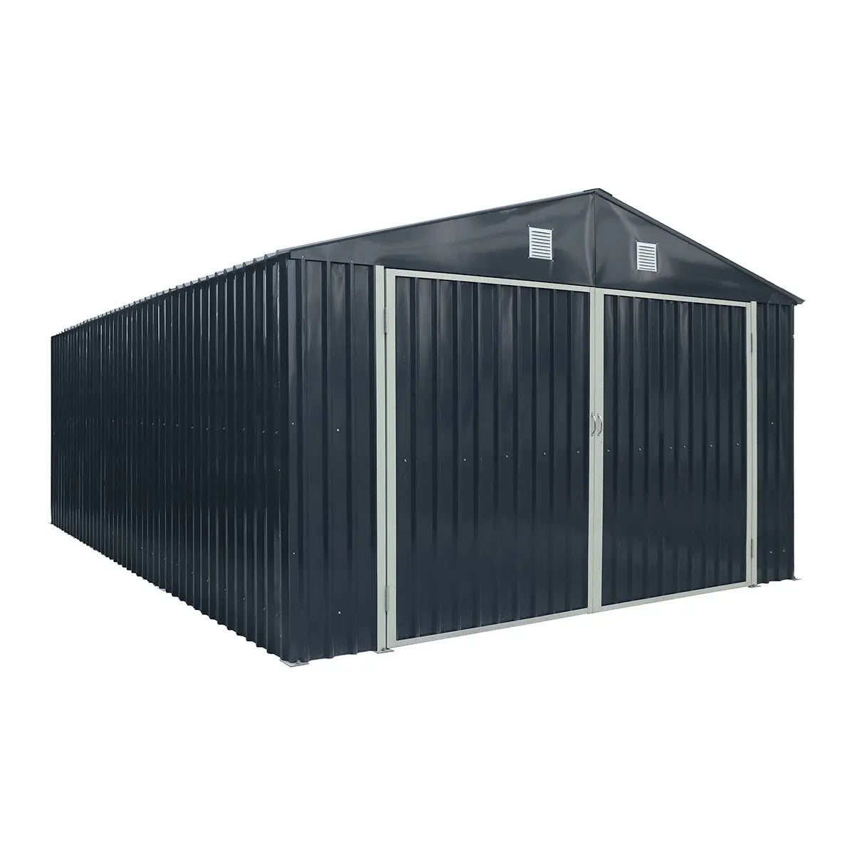 TMG 13' x 20' Metal Garage Shed with Double Front Doors and Side