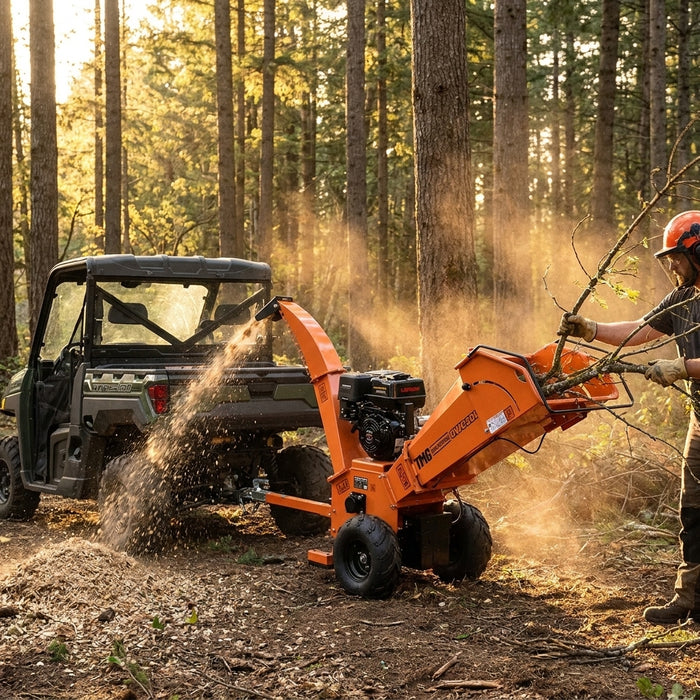 4-3/4" Wood Chipper with 14 HP Gas Engine, Electric Start, 2" Hitch Tow-Behind, TMG-GWC20L