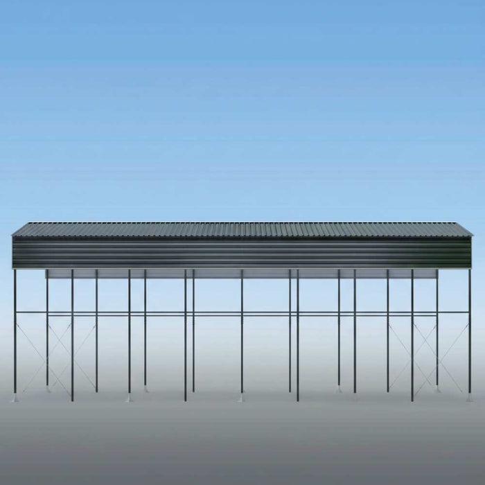 14' x 40' Metal Shed Shelter for Class-A RV with 16'2" Peak Height, 15' Inner Clearance, and 14'1" Open Sidewalls, TMG-MSRV1440
