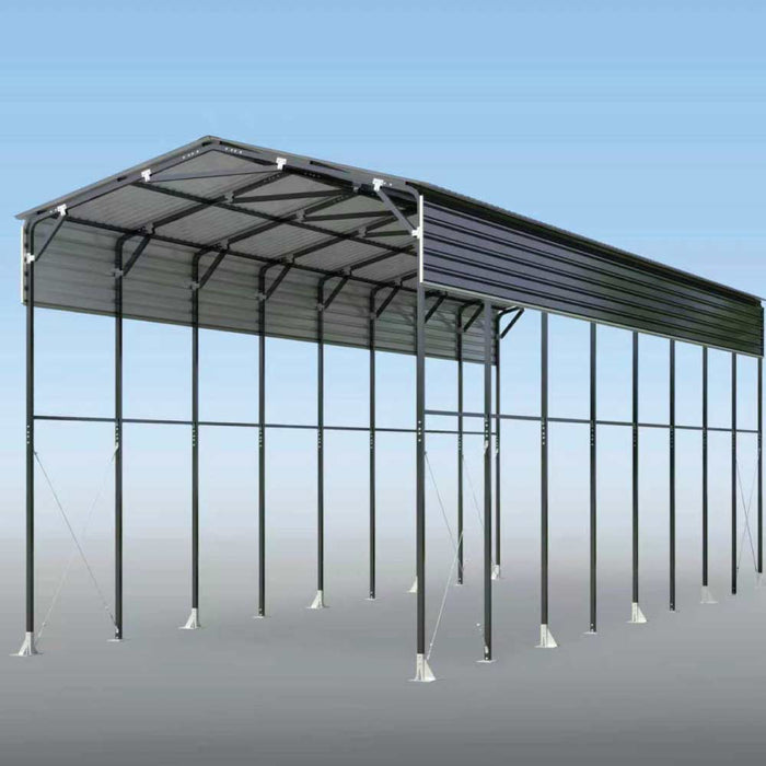 14' x 40' Metal Shed Shelter for Class-A RV with 16'2" Peak Height, 15' Inner Clearance, and 14'1" Open Sidewalls, TMG-MSRV1440
