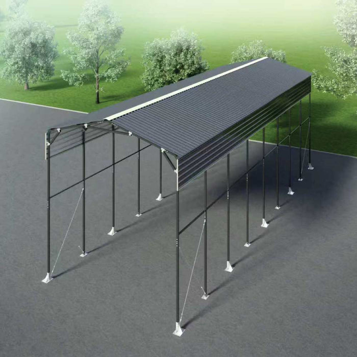 14' x 40' Metal Shed Shelter for Class-A RV with 16'2" Peak Height, 15' Inner Clearance, and 14'1" Open Sidewalls, TMG-MSRV1440

