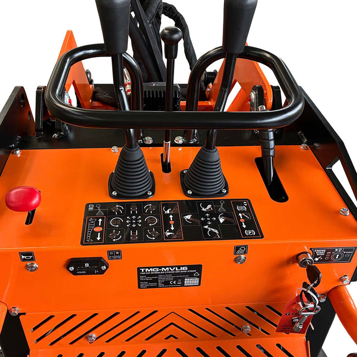 1630 lb wheeled stand-on skid steer with 420cc 11.5 HP gas engine and 30 inch bucket TMG-MVL16