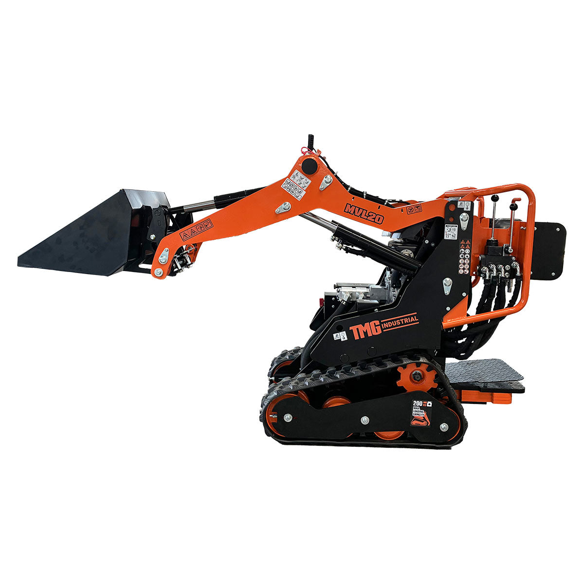 1650 lb tracked stand-on skid steer with 306cc 8.5 HP gas engine and 30 inch bucket TMG-MVL20