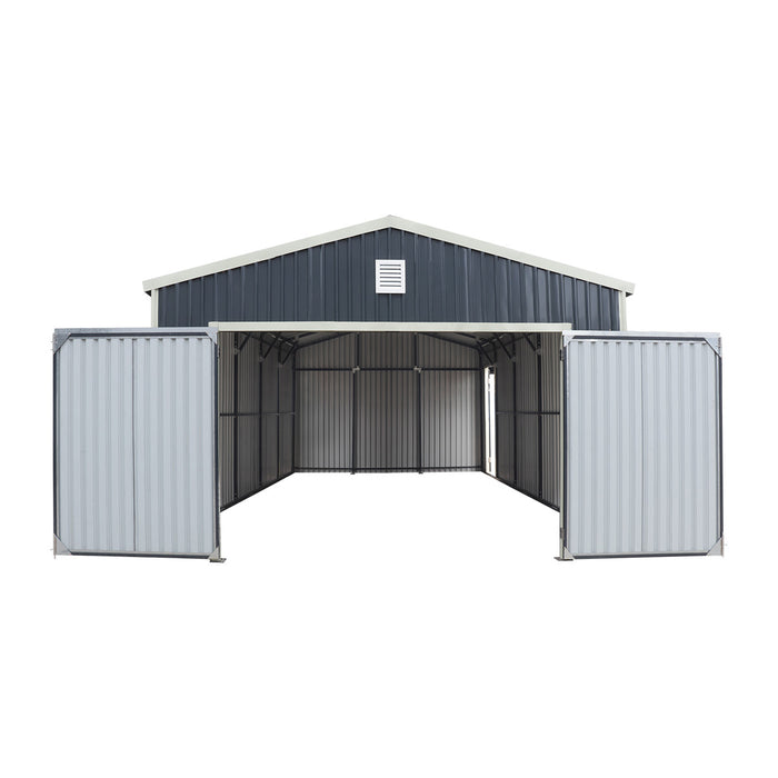 16' x 24' Metal Garage Shed with Swing Front & Side Doors, 10'6" Peak Height, TMG-MS1624A