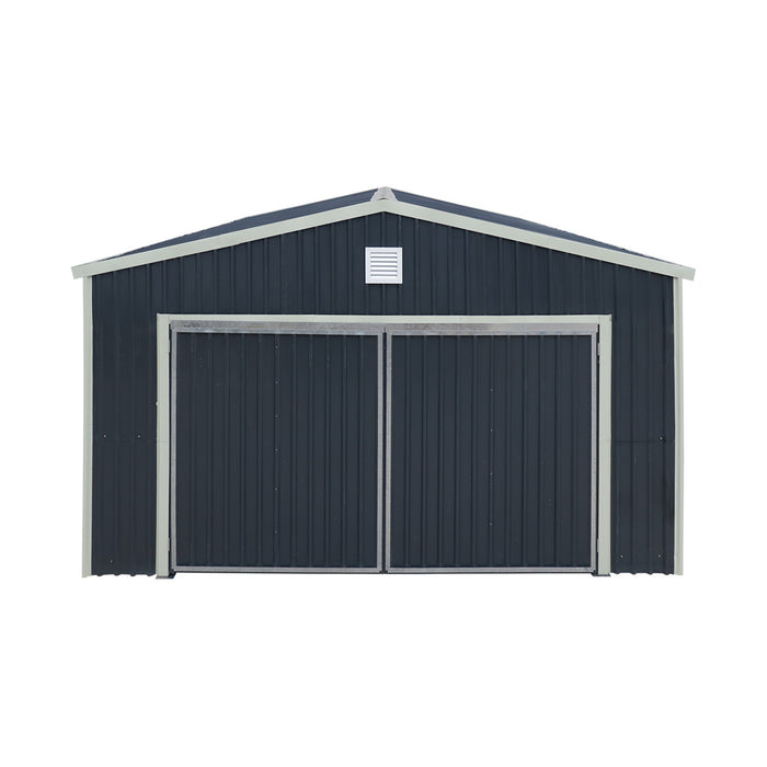 TMG-MS1624A 16' x 24' metal garage shed with swing front and side doors and 10'6" peak height

