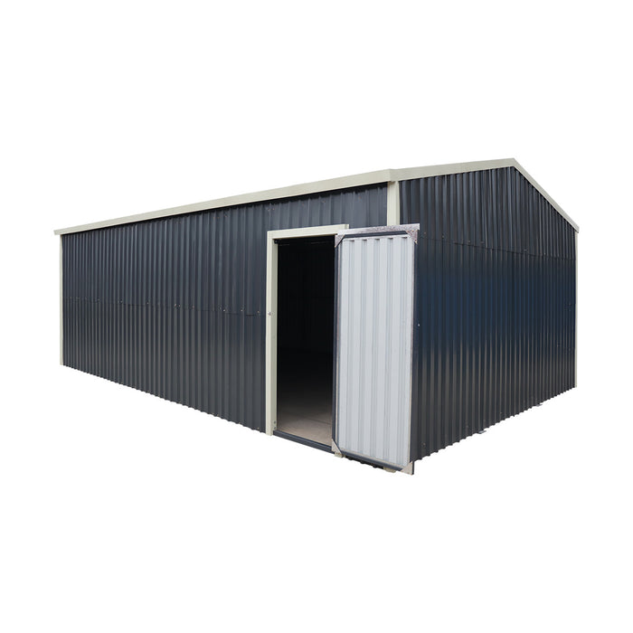TMG-MS1624A 16' x 24' metal garage shed with swing front and side doors and 10'6" peak height
