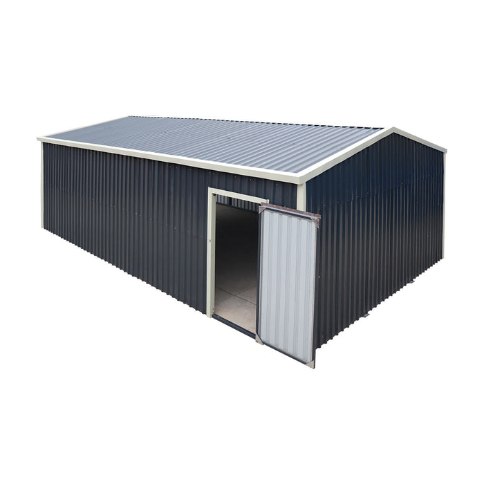 TMG-MS1624A 16' x 24' metal garage shed with swing front and side doors and 10'6" peak height

