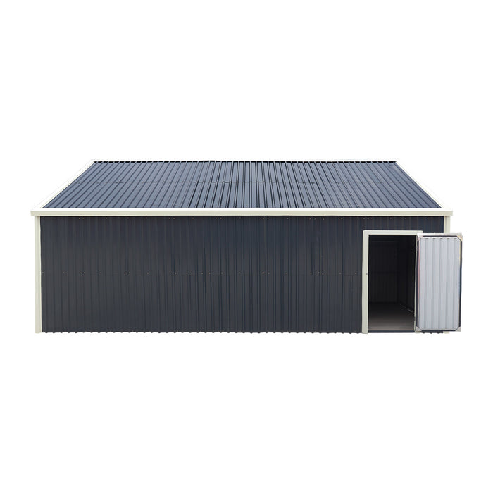 TMG-MS1624A 16' x 24' metal garage shed with swing front and side doors and 10'6" peak height
