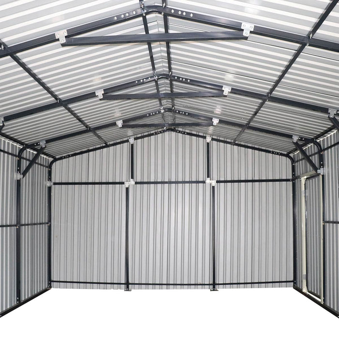 TMG-MS1624A 16' x 24' metal garage shed with swing front and side doors and 10'6" peak height
