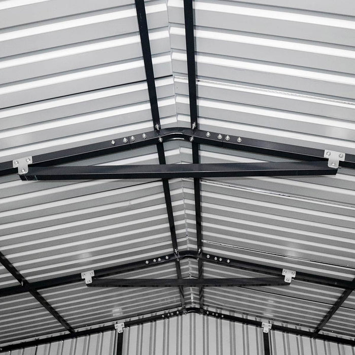 TMG-MS1624A 16' x 24' metal garage shed with swing front and side doors and 10'6" peak height
