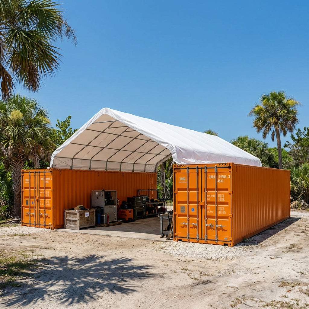 30' x 40' PVC Fabric Container Peak Roof Shelter Pro Series, Fire Retardant, UV Protected, TMG-ST3042CV (Previously ST3041CV) TMG Industrial