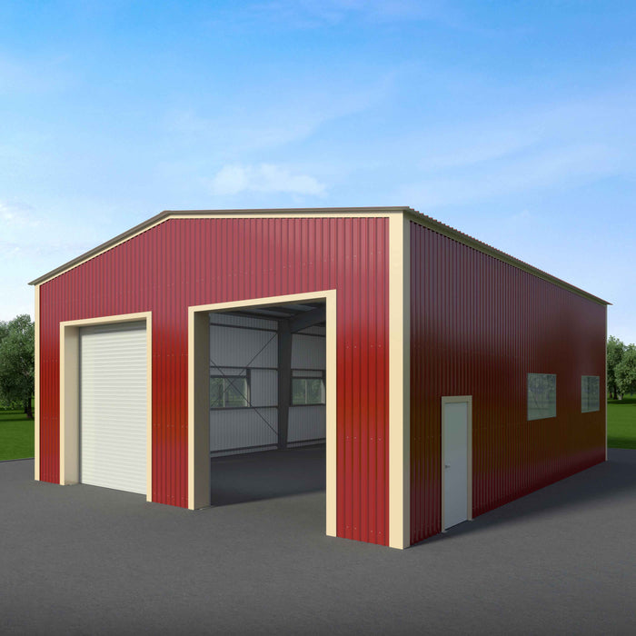 Snow Series 25' x 30' x 14' Commercial Warehouse Steel Building, Pre-Engineered to 50 PSF Snow Rated, Shop Drawings Provided, Fabricated in Canada TMG-MS253014-SR50