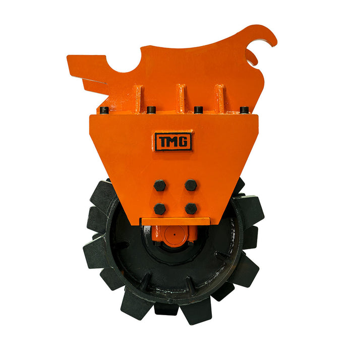25" Compaction Wheel for 10-18 Ton Excavators, Quick-Change, 24 Tamping Pads, TMG-ECW25