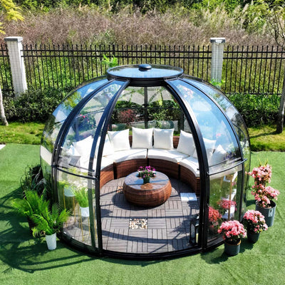Serre de solarium Nordic Series 10' Skydome, Pavillon dôme de 8' de haut, Cadre en aluminium robuste, Panneaux en polycarbonate solide transparent TMG-GHN1008D