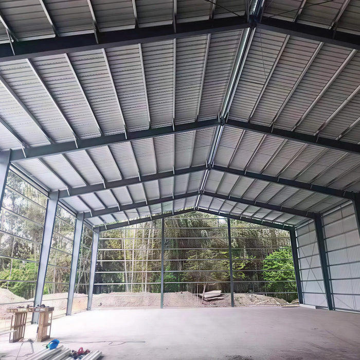 Entrepôt commercial en acier série Snow de 30' x 50' x 15', préfabriqué, résistance à la neige jusqu'à 85 PSF, plans d'atelier fournis, fabriqué au Canada TMG-MS305015-SR85