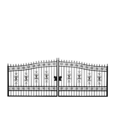 TMG Industrial 20-ft Bi-Parting Deluxe Wrought Iron Ornamental Gate, 100% Solid Forged Steel, Powder Coated, TMG-MG20