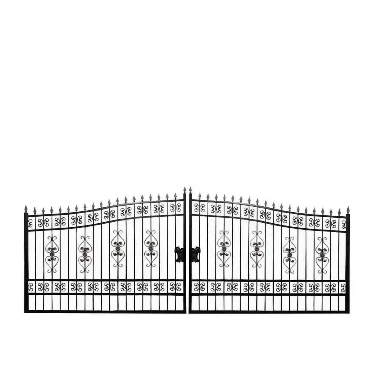 TMG Industrial 20-ft Bi-Parting Deluxe Wrought Iron Ornamental Gate, 100% Solid Forged Steel, Powder Coated, TMG-MG20