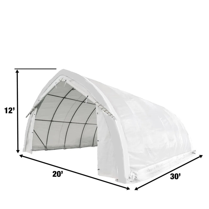 20' x 30' arch wall peak ceiling storage shelter with 17 oz PVC cover and drive through doors, TMG-ST2032PV