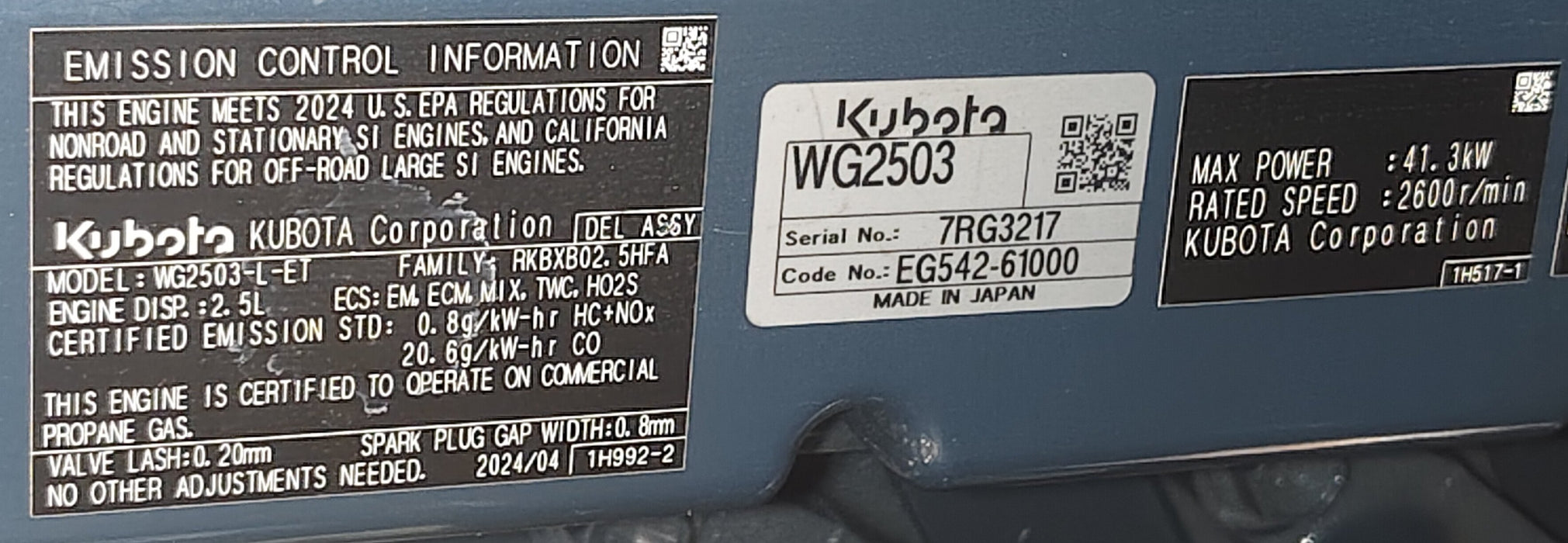 2.5 Ton LPG Forklift, Kubota Engine, 42" or 48" Class II A Forks, Cushion Tires, TMG-FLP25KU