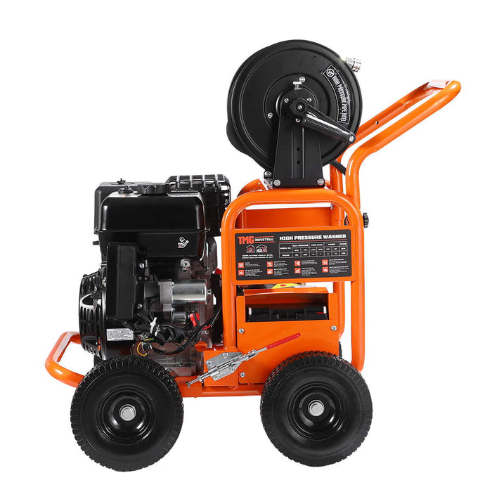 Nettoyeur haute pression à essence 3600 PSI, 4 GPM, moteur à essence 420cc, pompe triplex industrielle, enrouleur de tuyau 98', TMG-GPW36R