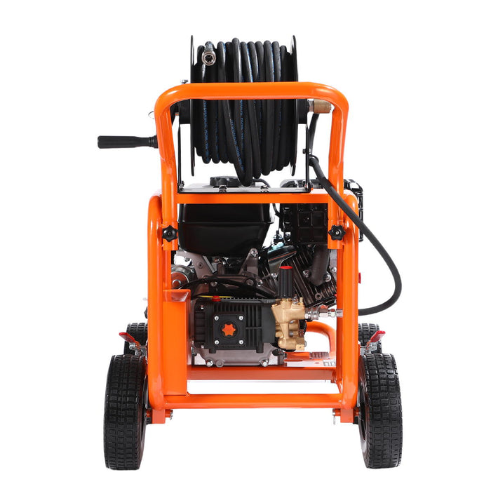 Nettoyeur haute pression à essence 3600 PSI, 4 GPM, moteur à essence 420cc, pompe triplex industrielle, enrouleur de tuyau 98', TMG-GPW36R