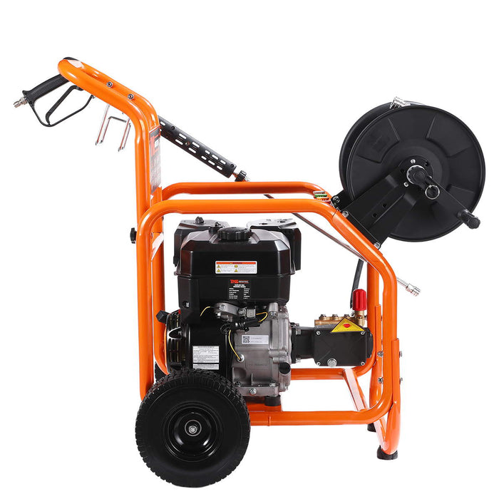 3335 PSI Gas Pressure Washer, 3.2 GPM, 274cc Gas Engine, Industrial Triplex Pump, 98' Hose Reel, TMG-GPW34LF