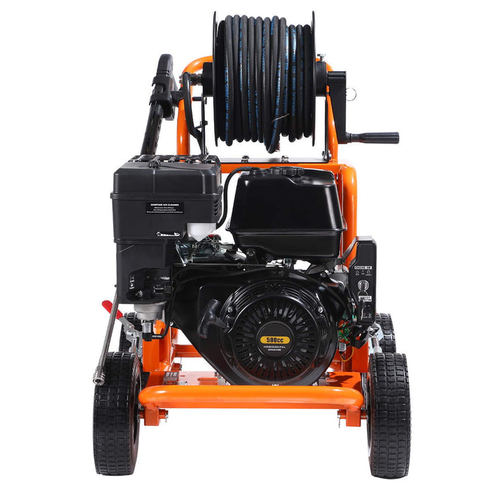4000 PSI Gas Pressure Washer, 4 GPM, 500cc Gas Engine, Industrial Triplex Pump, 98' Hose Reel, TMG-GPW40R